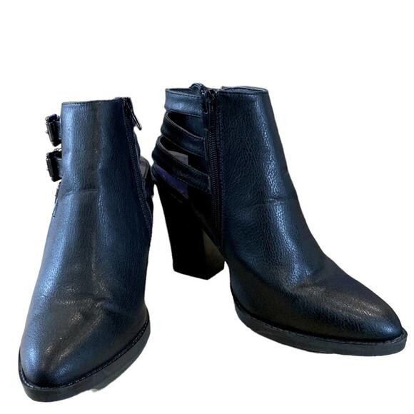 Wild diva strapy booties  4” chunky block heel rounded pointy toe size 8 - Picture 5 of 7